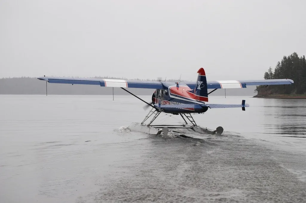 Pesawat amfibi mengapung di perairan tenang sebagai gambaran kebutuhan dermaga sea plane