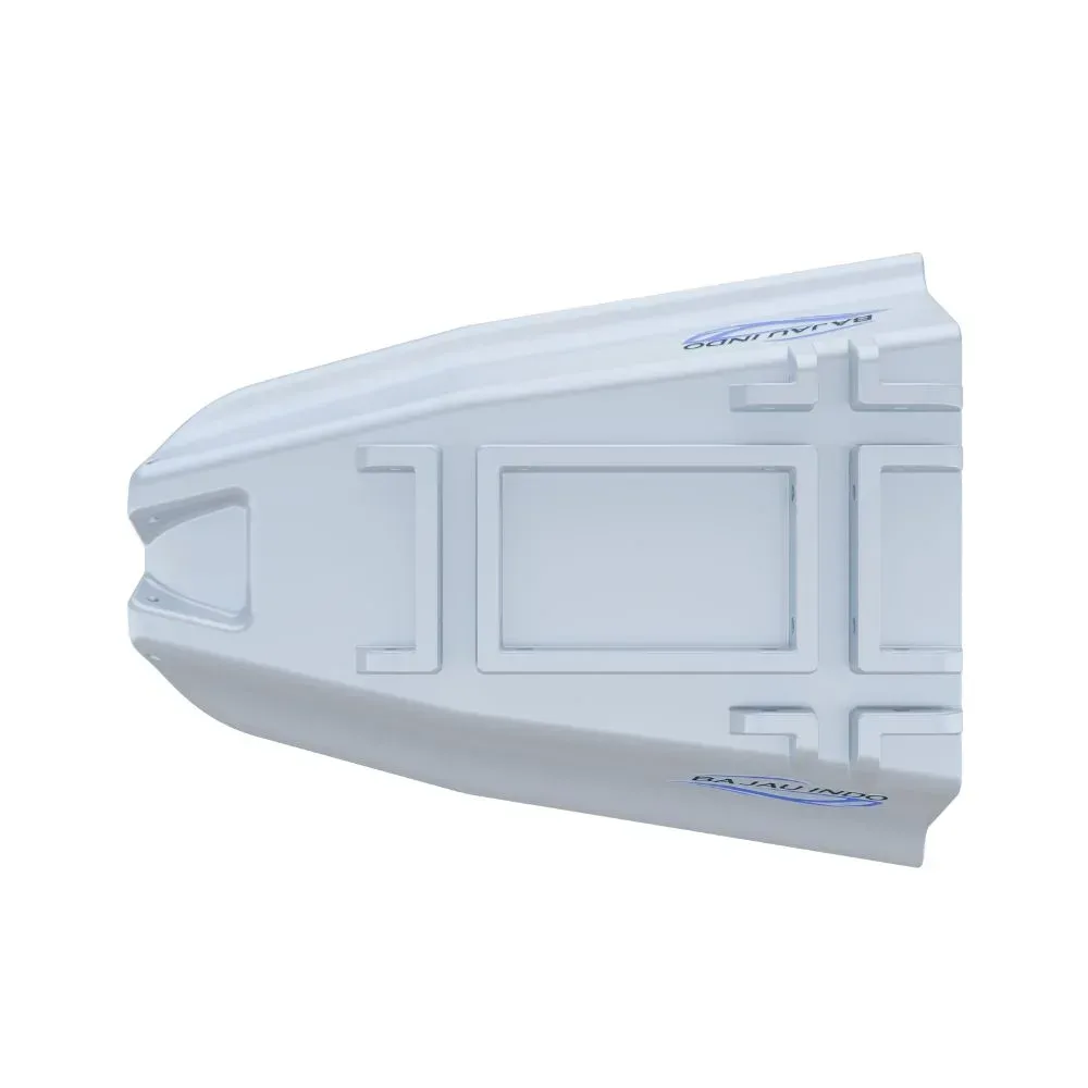 Render Nose Pod putih dilihat dari bawah, memperlihatkan bentuk lambung yang meruncing