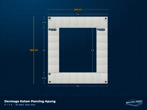 Dermaga Kolam Pancing Apung 8 × 9 m