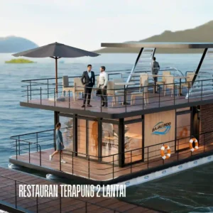 Restoran Terapung 2 Lantai menggunakan Pontoon Plastik LLDPE